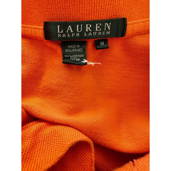 Vintage 90s Ralph Lauren Women’s Orange Polo Shirt Medium - Image 7