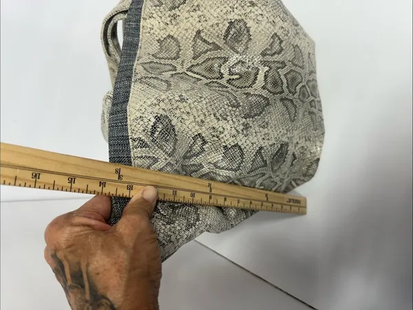 Neutral Snake-Print Tote Bag with Top Handles - Image 5