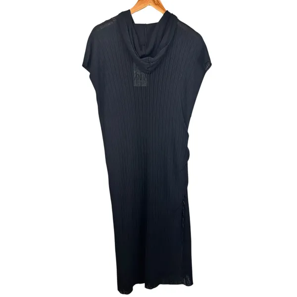 Zara Hooded Sleeveless Midi Dress Black Side Slit Sheer Size M/L NWT - Image 9