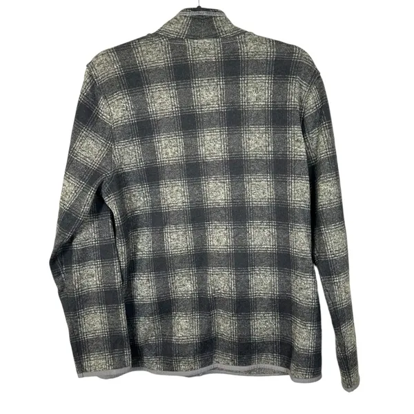 Eddie Bauer Grey Plaid Full Zip Fleece Sweater Women's Size Large - Image 5