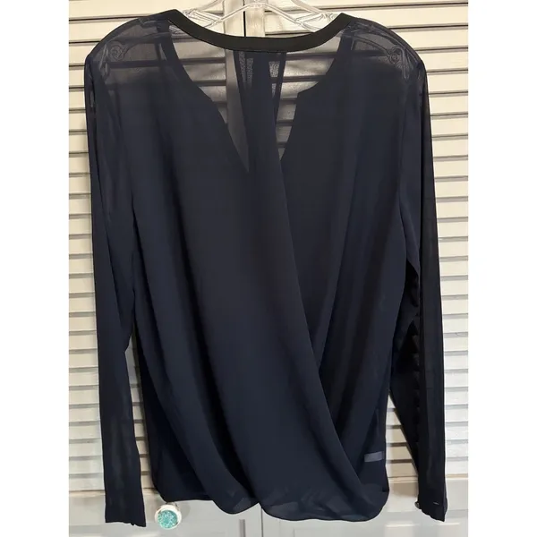 Ann Taylor Black Sheer Chiffon Long‎ Sleeve Blouse Size M Twist/Open Back - Image 5