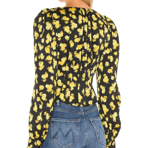 FOR‎ LOVE & LEMONS Elisa Marigold Pleated Blouse Sz XS - Image 2