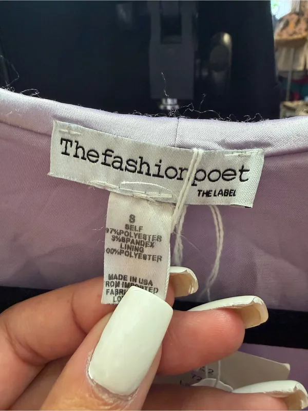 NWT! The Fashion Poet Lavender Satin Long Sleeve Dress - Size Small - Image 3