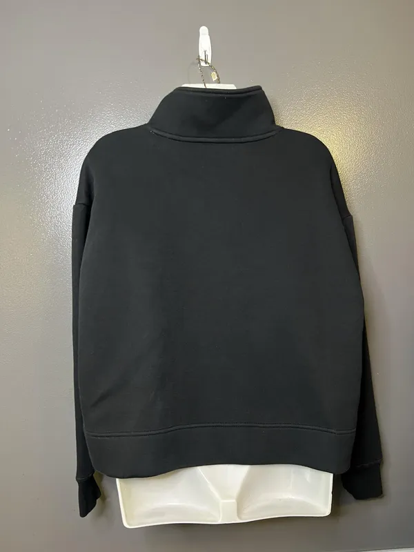 Tuckernuck Sport Sweatshirt Womens Large Black High Neck Button Fleece Pullover - Image 6