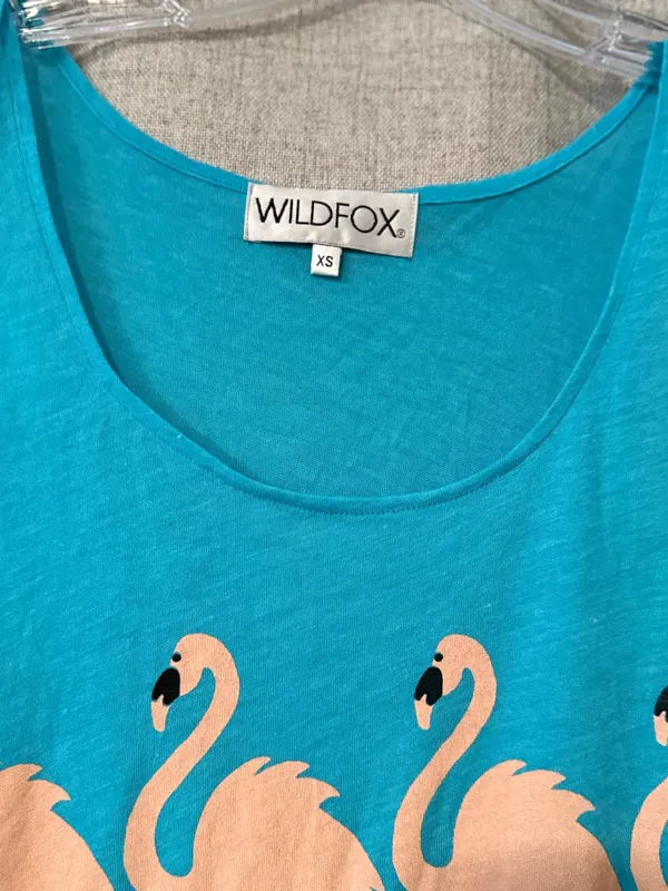 Wildfox | Teal Flamingo Graphic Tank Top | XS - Image 3