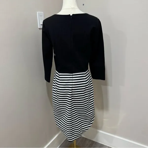 Antonio Melani Womans Dress Black‎ White Striped 3/4 Sleeve Sheath size 8 - Image 3