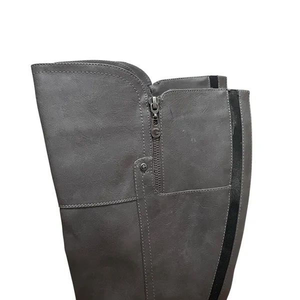 G By Guess Riding Boots Gray Women Size 9 Tall Knee High Buckle Strap Zip Boots - Image 4