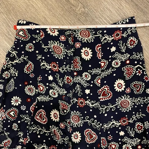 Vintage Y2k 90s mini skirt boho floral hearts button front high waisted small - Image 11