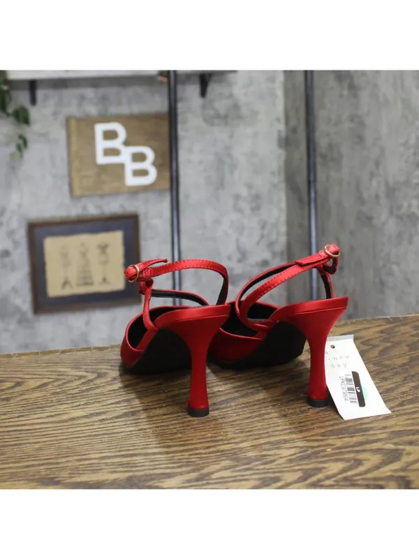A New Day Womens Rosemary Heels Satin Strappy 94646858 Red 8.5M - Image 4