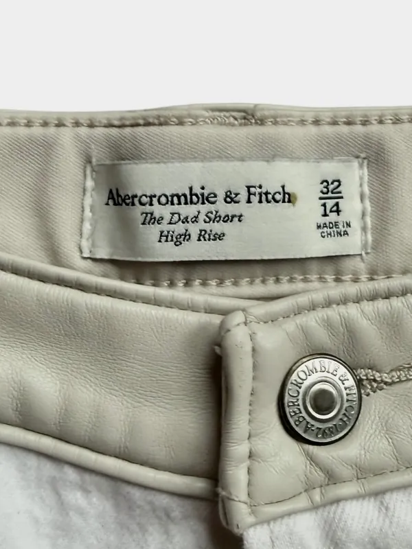 Abercrombie Faux Leather and Denim High Rise Dad Shorts‎ Sz 32 - Image 5
