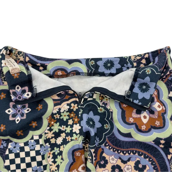 Altar'd State Retro Inspired A-Line Mini Skirt Blue Green Women XS 70s Floral‎ - Image 4