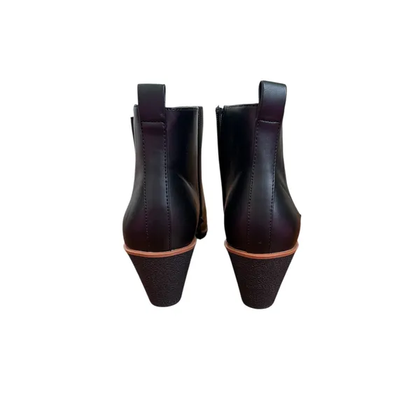 Black Faux Leather Wedge Ankle Boots Side Zipper Elastic‎ Gore Womens Size 10 - Image 3