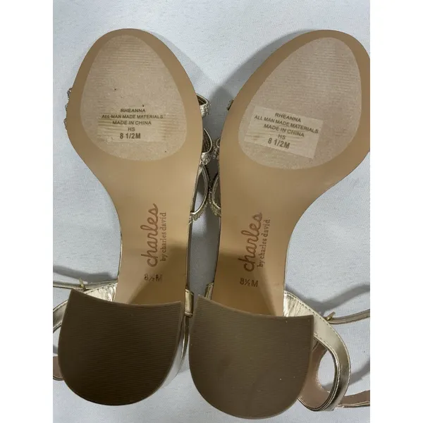 Womans NWOT Charle By Charles David Rheanna Strappy Sandals 8.5 M Gold Heel - Image 8