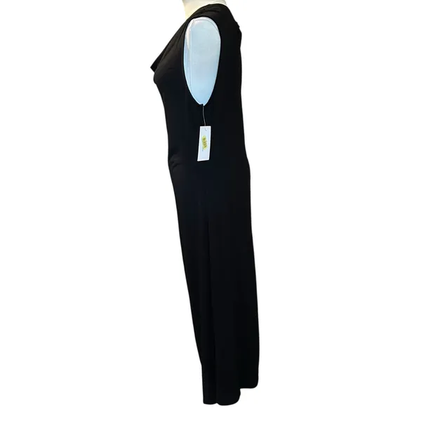 HALSTON NWT Black Cowl Neck Sleeveless Dress Sz LG Bodycon Wedding Formal Prom - Image 9