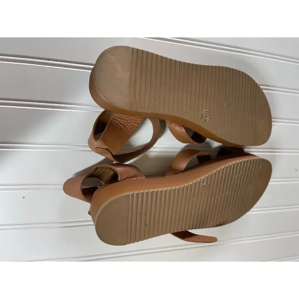 Inuovo Brown Leather Platform Sandals Strappy Flatform Toe Loop Womens 40 - Image 9