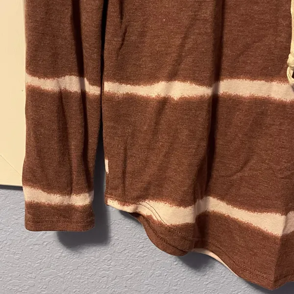 The Nines Brown Striped Hoodie with Leopard Print Hood Size S - Image 2