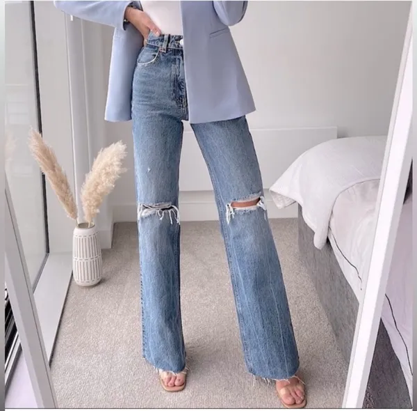 ZARA WIDE FULL LENGTH JEANS Size 2 - Image 2