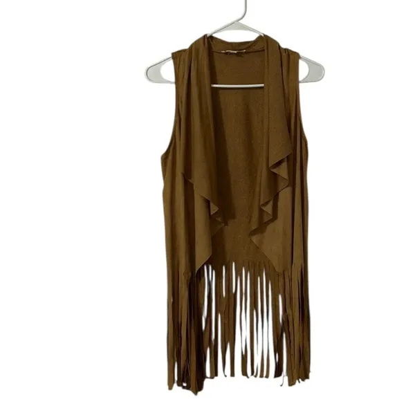 It Gal Tan Stretchy Fringe Lightweight Vest(Size Medium) Tan - Image 3