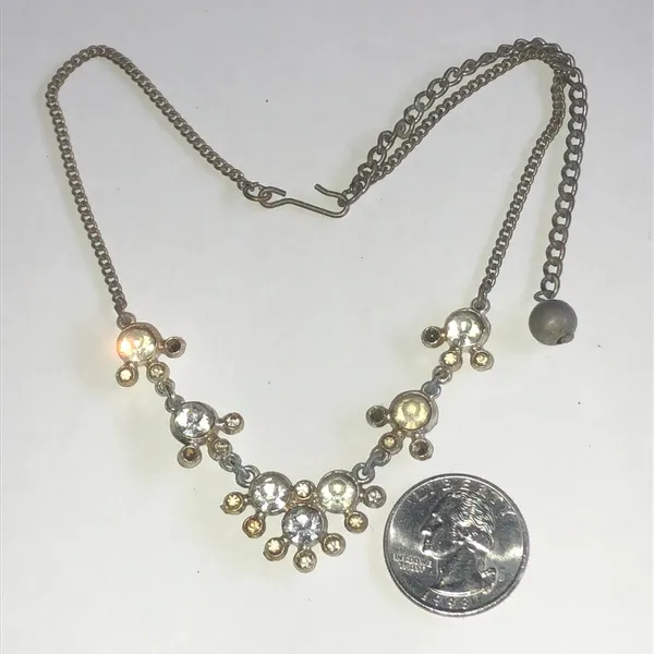 Vintage Rhinestone Accent Silver Tone Statement Necklace - Image 4