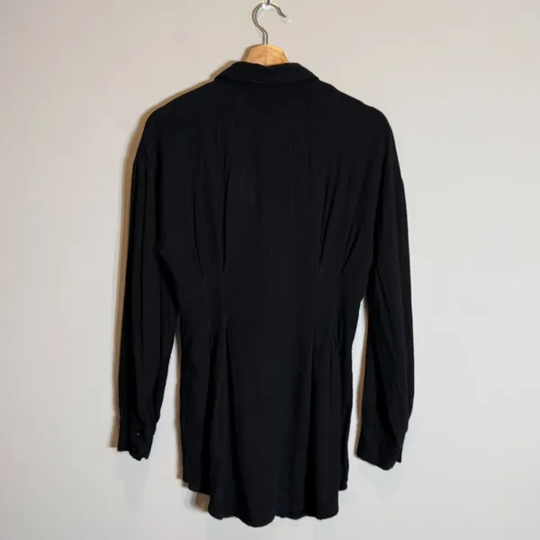 White Fox Feels Like A Holiday Shirt Dress Womens Small Black Micro Mini Pleated - Image 6
