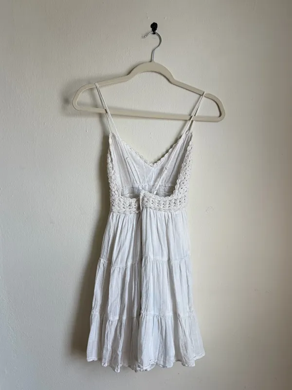 Aerie White Woven Textured Mini Sundress - Image 6