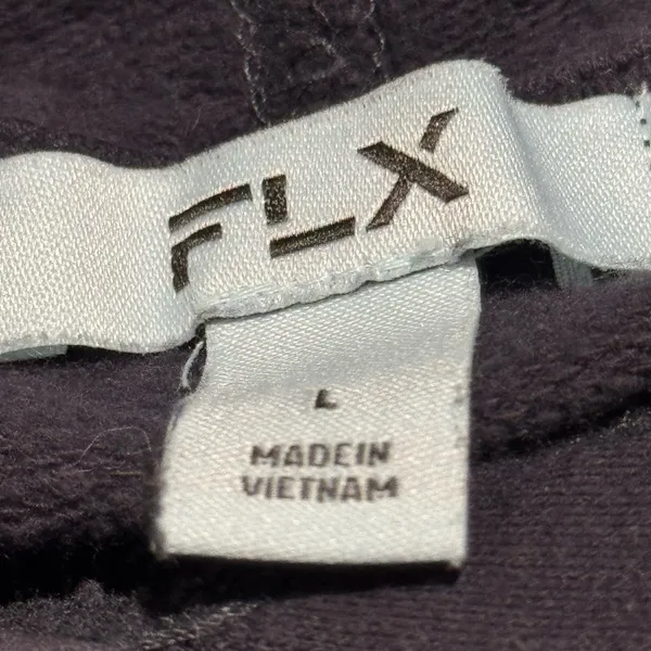FLX Women’s Charcoal Gray Cropped Hoodie Sweatshirt Size Large - Image 3