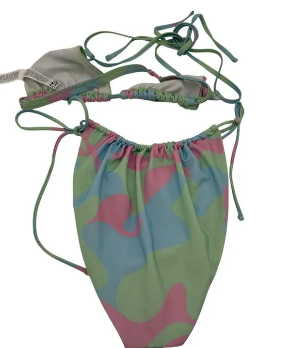 ASOS Design Fuller Bust Triangle Bikini Pastel Camo Print Size 36DD-E / 14 - Image 6