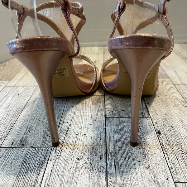Italina Rose Gold Slingback Heels Lace Size 8.5M Elegant Party formal - Image 6