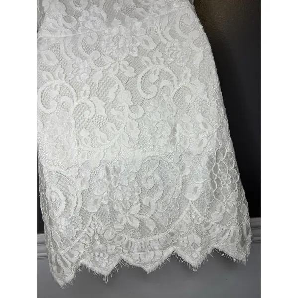 STORIA Last First Kiss Dress Womens Small White Lace Sheath Mini Wedding Party - Image 8