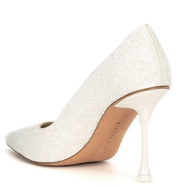 Gianni Bini Bridal Collection TheaThree Pearl Scalloped Pointed Toe Pumps - Image 3