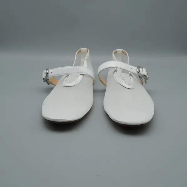Marc Fisher Godina Mesh Mary Jane Flats 8M White Leather Trim Sheer Ballet - Image 2