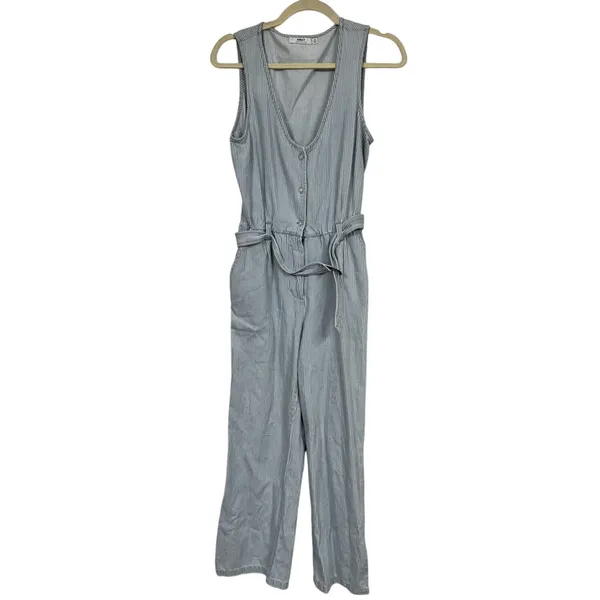 Obey Blue White Striped Sleeveless Jumpsuit Womens 27 Beachy Lightweight Casual - Image 2