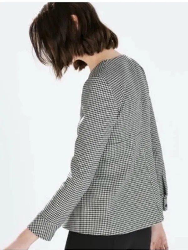 NEW ZARA Gingham blouse top Long Sleeve Size MEDIUM Career work - Image 8