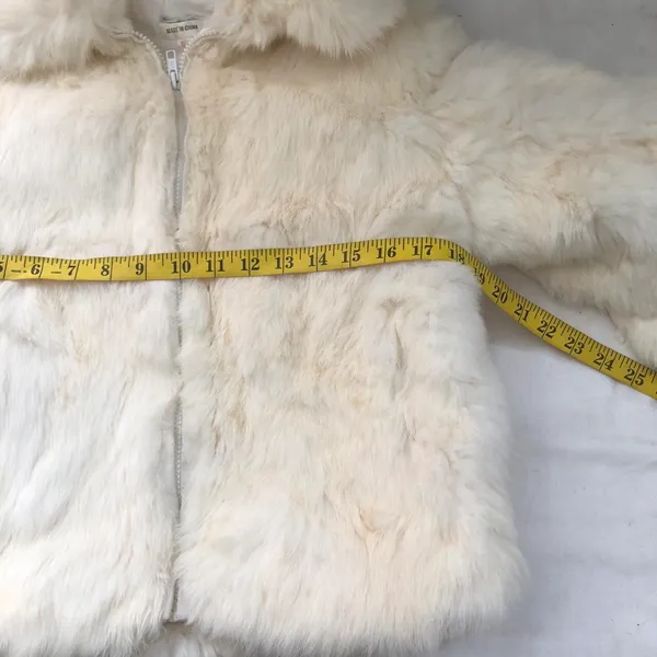 2000s Y2K Real fur jacket large collar long sleeve zipper closure Size M White Size M - Image 3