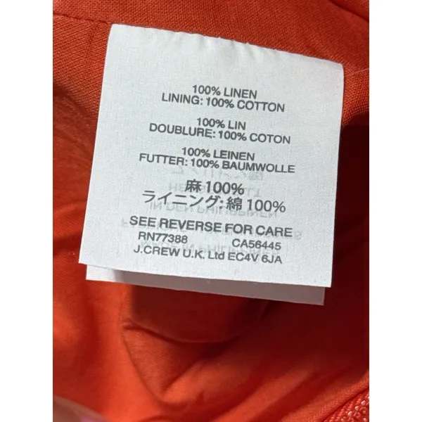 J. Crew Red Linen Skirt Size 0 Womens Mini A-Line Button‎ Accent Career - Image 6