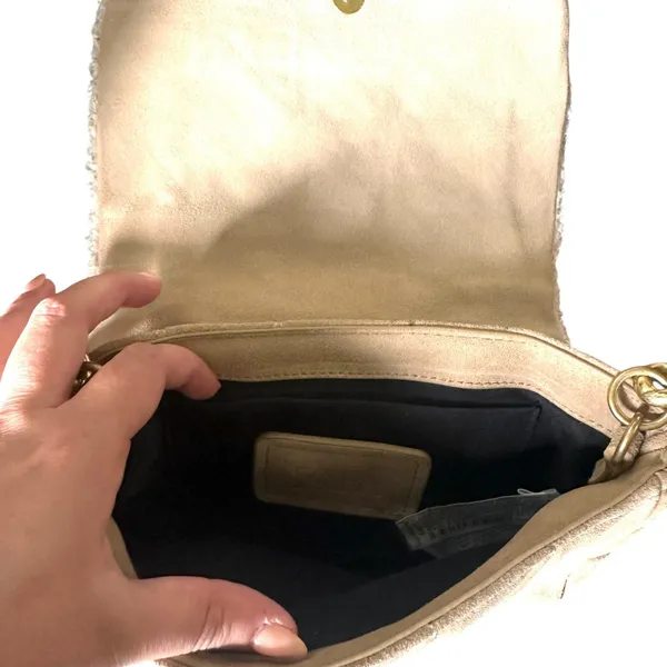 ZARA Quilted Shearling‎ Shoulder Bag Tan - Image 8