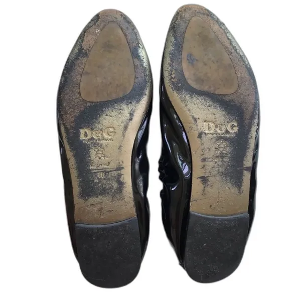 Dolce & Gabbana Black Leather Flower Studded Ballets Flats IT 40 US 8.5 - Image 2