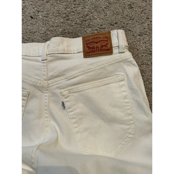 Levis Womens Size 30 White/cream High Waisted‎ Wide Leg Crop Utility Cargo Jeans - Image 8