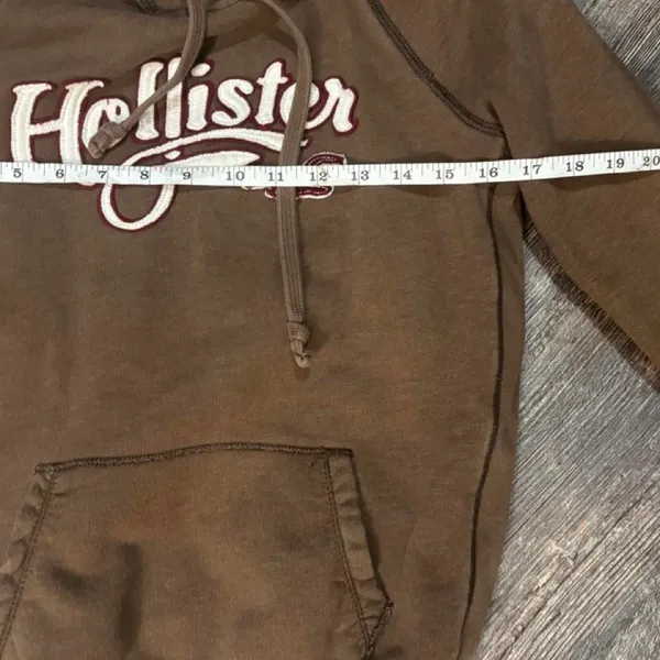 2000s Y2K Hollister Brown Embroidered Logo Hoodie - Image 4
