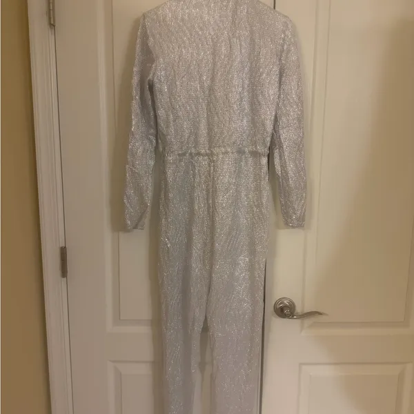 Silver metallic Women's Jumpsuit Size L - Image 5