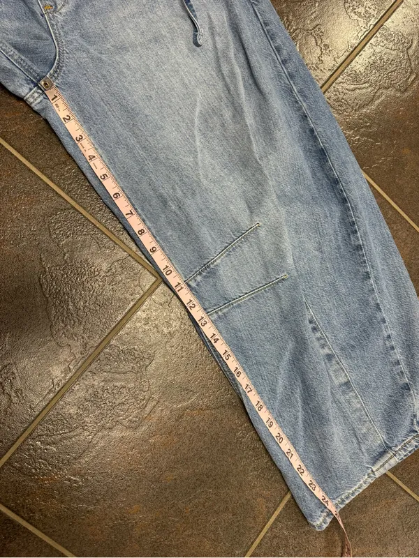 Gap Mid Rise UltraSoft Easy Horseshoe Jeans Drawstring Light Wash Blue Small - Image 13