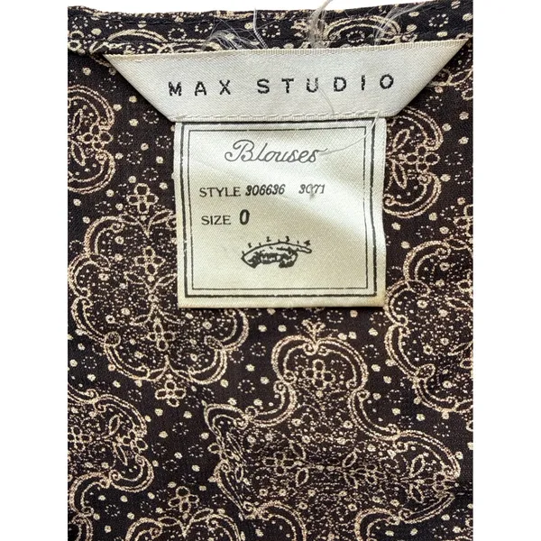 Max Studio Womens Black White Paisley Medallion Wrap Blouse Size 0 306636 - Image 4