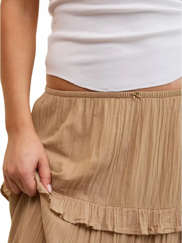 AE Ready To Ruffle Tiered Midaxi Skirt American Eagle NWT Toasted Almond XS - Image 6