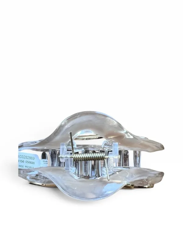 Free People Hair Claw Clip Clear Plastic Curved Spring w/ Gold Tone Hardware NWT - Image 2