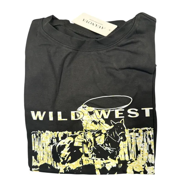 “Wild West” Cowboy Graphic Tee Vintage Western T-Shirt Size Medium NEW - Image 3