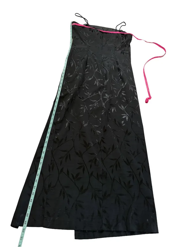 Vintage J.R. Nites by Caliendo Black Tonal Floral Jacquard Maxi Dress - Image 10