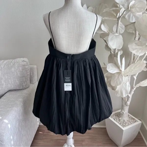 Acler Palermo Black Bubble Hem Spaghetti Straps Mini Dress - Image 6
