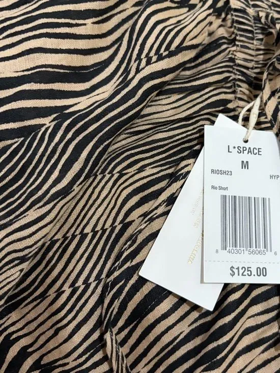 L*Space Rio Linen Shorts in Zebra Print Size Medium NWT - Image 4