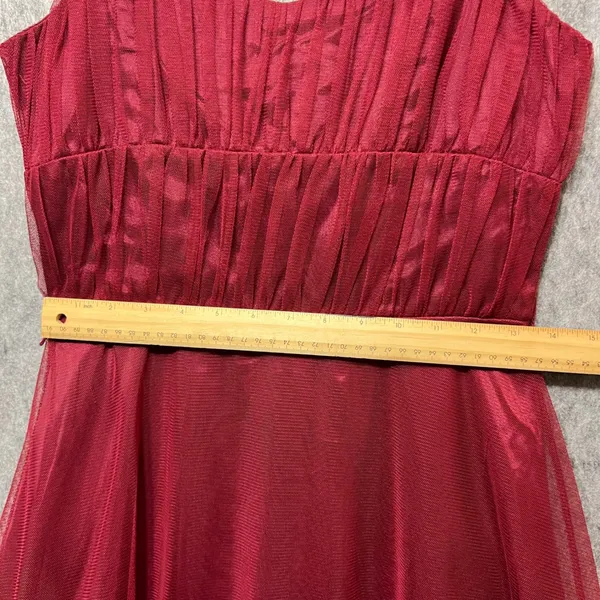 Vintage 90s As U Wish Party‎ Dress Fit Flare Sleeveless Tulle Overlay Red Size 5 - Image 5