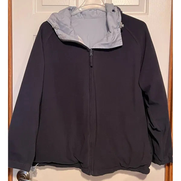 New York Classic Reversible Coat Blue White Gray‎ Size XXL 27" Long x 26" PTP - Image 3